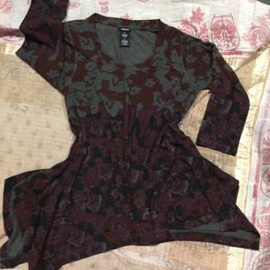 Premise long sleeve grey burgundy tunic M